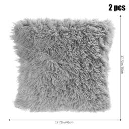 Kelvenix 2 Pack Fluffy Cushion Covers Grey Faux Fur Throw Pillow - Size: 100 cm x 190 cm - thumbnail 2