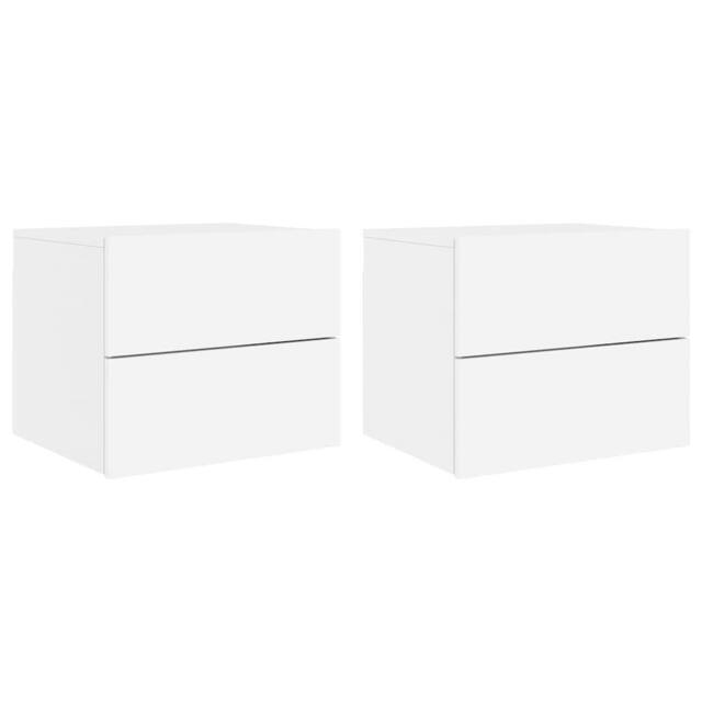 Berkfield Home Wall-mounted Bedside Cabinets with LED Lights 2 pcs White - image 1