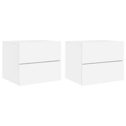 Berkfield Home Wall-mounted Bedside Cabinets with LED Lights 2 pcs White - thumbnail 1