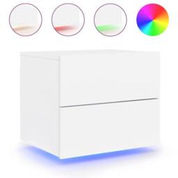 Berkfield Home Wall-mounted Bedside Cabinets with LED Lights 2 pcs White - thumbnail 5