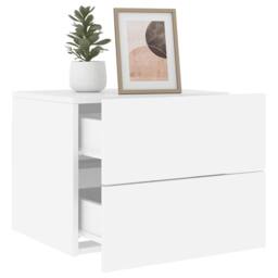 Berkfield Home Wall-mounted Bedside Cabinets with LED Lights 2 pcs White - thumbnail 4