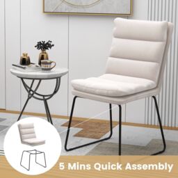 Costway 2Pcs Leisure Chair Upholstered Accent Chair Home Wood Lounge Sofa Chair in White - thumbnail 6