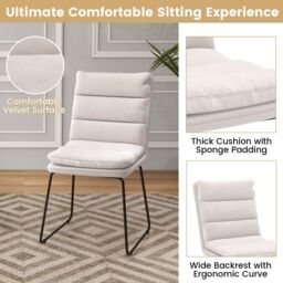 Costway 2Pcs Leisure Chair Upholstered Accent Chair Home Wood Lounge Sofa Chair in White - thumbnail 5