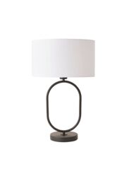 ValueLights Antonia Fabric Drum Lamp Shade Matte Black Oval Table Lamp with Bulb in White - thumbnail 3