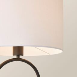 ValueLights Antonia Fabric Drum Lamp Shade Matte Black Oval Table Lamp with Bulb in White - thumbnail 4