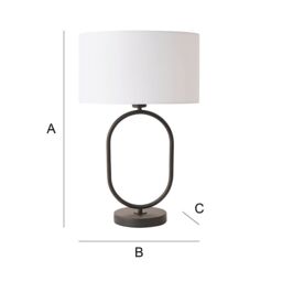 ValueLights Antonia Fabric Drum Lamp Shade Matte Black Oval Table Lamp with Bulb in White - thumbnail 7