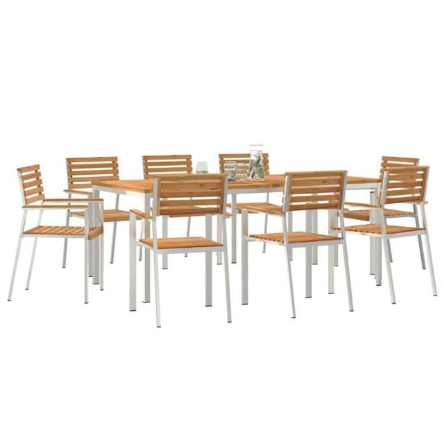 Berkfield Home Beautiful 9 Piece Garden Dining Set Solid Wood Teak in Brown - image 1