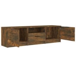 Berkfield Home TV Cabinet Smoked Oak 140x35x40 cm Engineered Wood in Brown - Size: 140 x 35 x 40 cm - thumbnail 5
