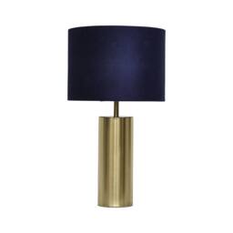 First Choice Lighting Set of 2 Amber - Gold Touch 40cm Table Lamps Navy Blue Velvet Shades - thumbnail 3
