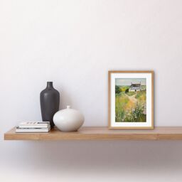 Artery8 Wall Art Print Country Farmhouse Cottage Scene Traditional Landscape Oil Painting Meadows Countryside Summer Artwork Framed 9X7 Inch - thumbnail 2