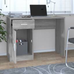 Berkfield Home Desk with Drawer&Cabinet Grey Sonoma 100x40x73 cm Engineered Wood - Size: 100 x 40 x 73 cm - thumbnail 3
