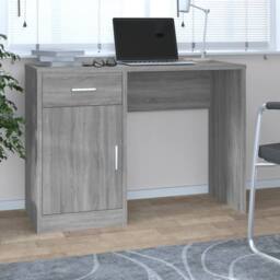 Berkfield Home Desk with Drawer&Cabinet Grey Sonoma 100x40x73 cm Engineered Wood - Size: 100 x 40 x 73 cm - thumbnail 2