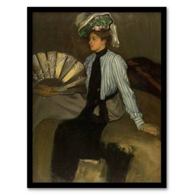 Artery8 Alfred Henry Maurer Young Woman With Fan Framed Wall Art Print in Brown - Size: A4 - image 1