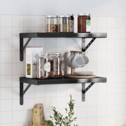 Berkfield Home Wall Shelves 2 pcs 50x30x3 cm Black Stainless Steel - Size: 50 x 30 x 3 cm
