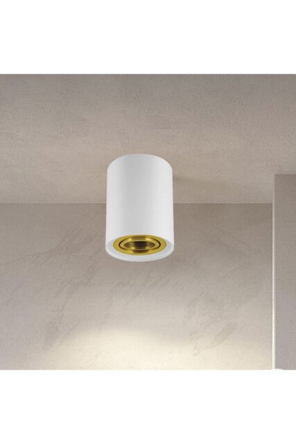 CGC Lighting 'Prince' White GU10 Adjustable Surface Ceiling Downlight Flush Spot light with Gold Bezel - image 1