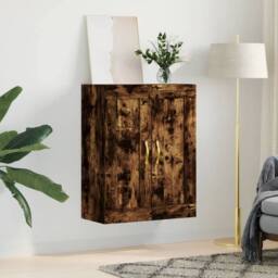 Berkfield Home Wall Mounted Cabinet Smoked Oak 69.5x34x90 cm Engineered Wood in Brown - thumbnail 3