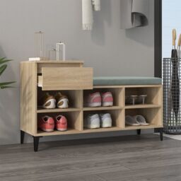 Berkfield Home Shoe Cabinet Sonoma Oak 102x36x60 cm Engineered Wood in Brown - Size: 102 x 36 x 60 cm - thumbnail 3