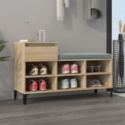 Berkfield Home Shoe Cabinet Sonoma Oak 102x36x60 cm Engineered Wood in Brown - Size: 102 x 36 x 60 cm - thumbnail 1