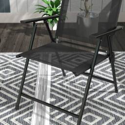 Wyld Haus Zivino 3 Piece Black Garden Seating Set Foldable Mesh Chairs & Glass - thumbnail 9
