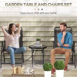 Wyld Haus Zivino 3 Piece Black Garden Seating Set Foldable Mesh Chairs & Glass - thumbnail 5