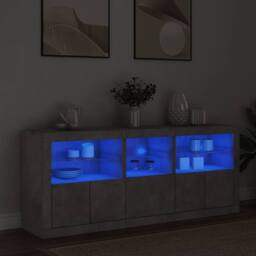 Berkfield Home Sideboard with LED Lights Concrete Grey 162x37x67 cm - Size: 162 x 37 x 67 cm - thumbnail 2