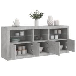 Berkfield Home Sideboard with LED Lights Concrete Grey 162x37x67 cm - Size: 162 x 37 x 67 cm - thumbnail 4