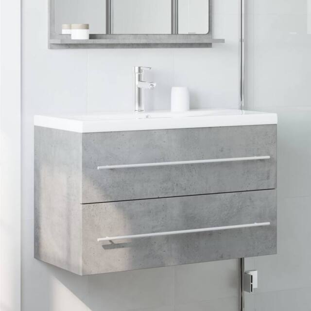 Berkfield Home Sink Cabinet Artisian Oak 80x38.5x48 cm Engineered Wood in Light Grey - image 1