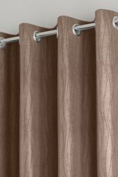 Enhanced Living 'Goodwood' Bronze - Thermal, Energy Saving, Dimout Eyelet Pair of Curtains with Wave Pattern - Size: 229 cm width x 183 cm drop - thumbnail 2