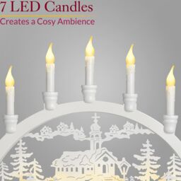 Christow Christmas Candle Bridge Light LED Xmas Table Window Decoration Battery Operated in White - thumbnail 3
