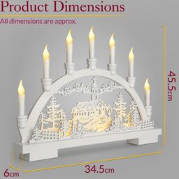 Christow Christmas Candle Bridge Light LED Xmas Table Window Decoration Battery Operated in White - thumbnail 6