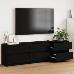 Berkfield Home TV Cabinet Black 182 x 34 x 50 cm Engineered wood - thumbnail 2