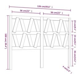 Berkfield Home Bed Headboard Black 126x4x100 cm Solid Wood Pine - Size: 126 x 4 x 100 cm - thumbnail 6