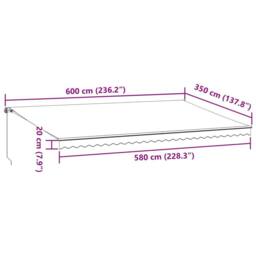 Berkfield Home Manual Retractable Awning Anthracite&White 600x350 cm - thumbnail 9