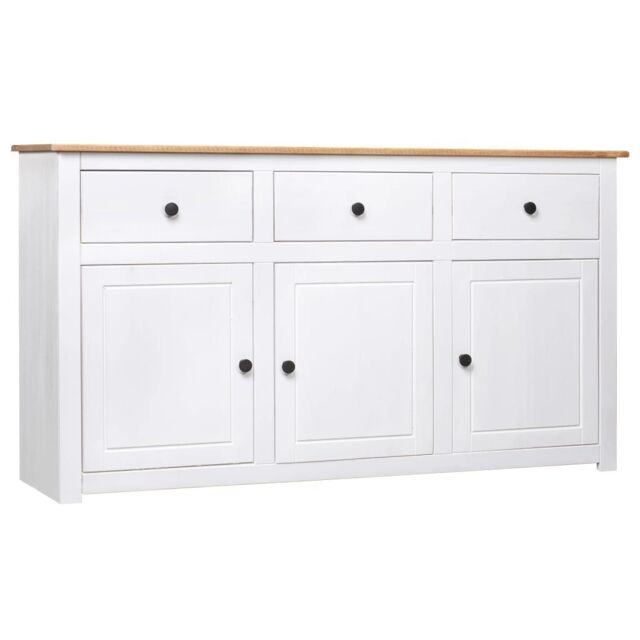 Berkfield Home Sideboard White 135x40x80 cm Solid Pinewood Panama Range - Size: 135 x 40 x 80 cm - image 1