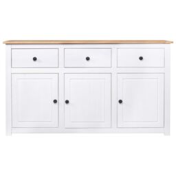Berkfield Home Sideboard White 135x40x80 cm Solid Pinewood Panama Range - Size: 135 x 40 x 80 cm - thumbnail 2