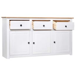 Berkfield Home Sideboard White 135x40x80 cm Solid Pinewood Panama Range - Size: 135 x 40 x 80 cm - thumbnail 3