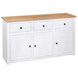 Berkfield Home Sideboard White 135x40x80 cm Solid Pinewood Panama Range - Size: 135 x 40 x 80 cm - thumbnail 5
