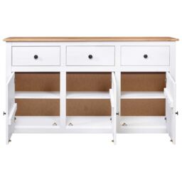 Berkfield Home Sideboard White 135x40x80 cm Solid Pinewood Panama Range - Size: 135 x 40 x 80 cm - thumbnail 4