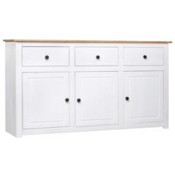 Berkfield Home Sideboard White 135x40x80 cm Solid Pinewood Panama Range - Size: 135 x 40 x 80 cm - thumbnail 1