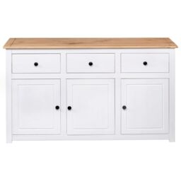 Berkfield Home Sideboard White 135x40x80 cm Solid Pinewood Panama Range - Size: 135 x 40 x 80 cm - thumbnail 6