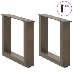 Berkfield Home Coffee Table Legs U-Shaped 2 pcs Natural Steel 40x(30-31) cm Steel in Brown - thumbnail 3