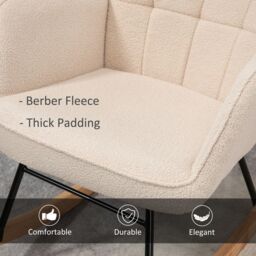 HOMCOM Wingback Rocking Chair for Nursing w/ Steel Frame & Wooden Base in Beige - thumbnail 5