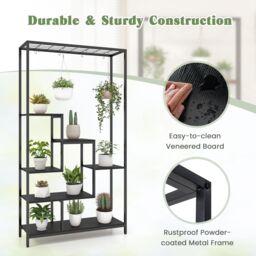 Costway 6-tier Tall Plant Stand 180cm Metal Corner Plant Shelf Display Rack-Black in Black - thumbnail 5