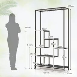 Costway 6-tier Tall Plant Stand 180cm Metal Corner Plant Shelf Display Rack-Black in Black - thumbnail 2