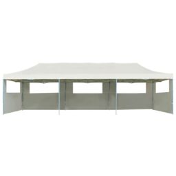 Berkfield Home Folding Pop-up Party Tent with 5 Sidewalls 3x9 m Cream in Beige - thumbnail 2