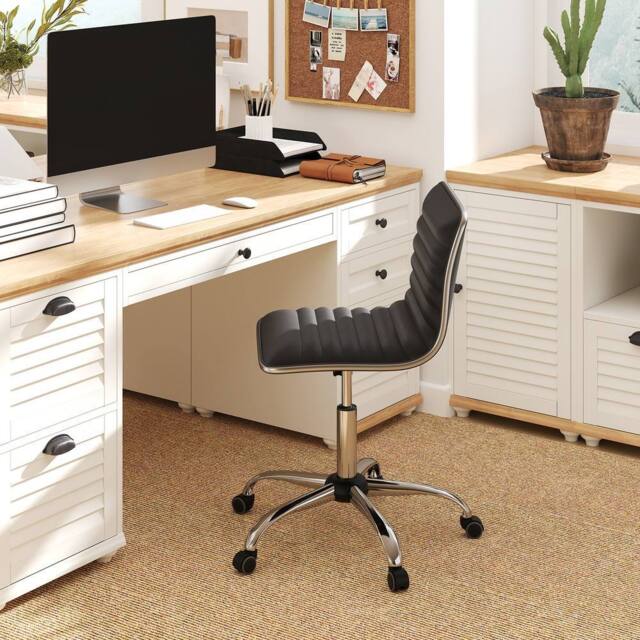 Costway Task Chair Adjustable Office Chair w/Swivel Seat & Wheels in Black - image 1