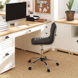 Costway Task Chair Adjustable Office Chair w/Swivel Seat & Wheels in Black - thumbnail 1