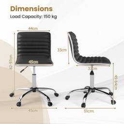Costway Task Chair Adjustable Office Chair w/Swivel Seat & Wheels in Black - thumbnail 2