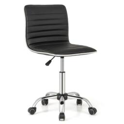 Costway Task Chair Adjustable Office Chair w/Swivel Seat & Wheels in Black - thumbnail 3