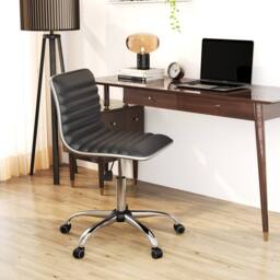 Costway Task Chair Adjustable Office Chair w/Swivel Seat & Wheels in Black - thumbnail 8